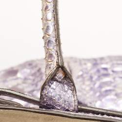 Pre Owned Zagliani Metallic Lilac Python Puffy Hobo