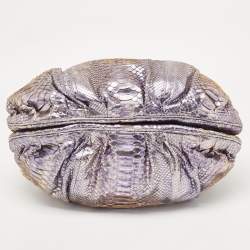 Pre Owned Zagliani Metallic Lilac Python Puffy Hobo