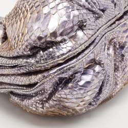 Pre Owned Zagliani Metallic Lilac Python Puffy Hobo