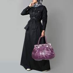 Zagliani Purple Python Puffy Hobo