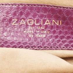 Zagliani Purple Python Puffy Hobo