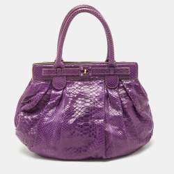 Zagliani Purple Python Puffy Hobo