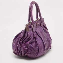 Zagliani Purple Python Puffy Hobo