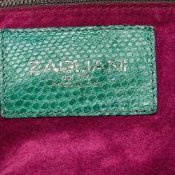 Zagliani Green Python Large Hobo