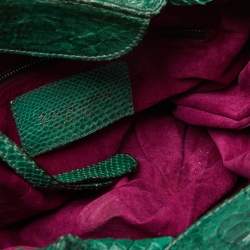 Zagliani Green Python Large Hobo