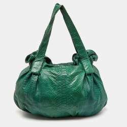 Zagliani Green Python Large Hobo