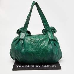 Zagliani Green Python Large Hobo