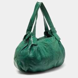 Zagliani Green Python Large Hobo