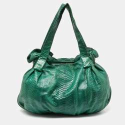 Zagliani Green Python Large Hobo