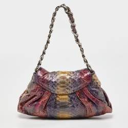 Zagliani Multicolor Python Envelope Flap Shoulder Bag