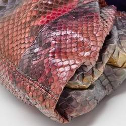 Zagliani Multicolor Python Envelope Flap Shoulder Bag