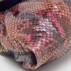 Zagliani Multicolor Python Envelope Flap Shoulder Bag