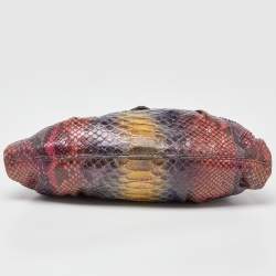 Zagliani Multicolor Python Envelope Flap Shoulder Bag