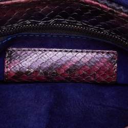 Zagliani Multicolor Python Envelope Flap Shoulder Bag