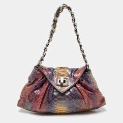 Zagliani Multicolor Python Envelope Flap Shoulder Bag