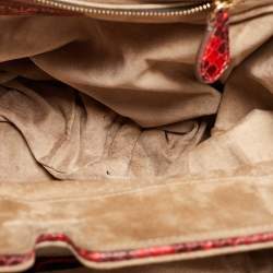 Zagliani Red Python Puffy Hobo