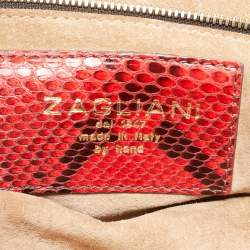 Zagliani Red Python Puffy Hobo