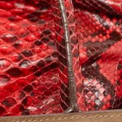 Zagliani Red Python Puffy Hobo