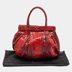 Zagliani Red Python Puffy Hobo