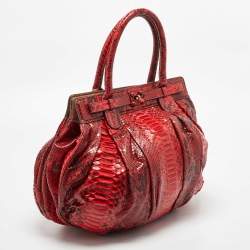 Zagliani Red Python Puffy Hobo
