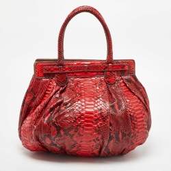 Zagliani Red Python Puffy Hobo