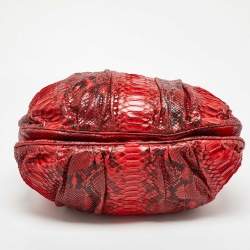 Zagliani Red Python Puffy Hobo