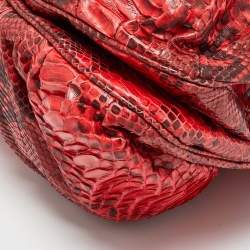Zagliani Red Python Puffy Hobo