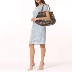 Pre Owned Zagliani Metallic Pink/Gold Python Puffy Hobo