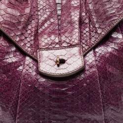 Pre Owned Zagliani Purple Python Leather Chain Hobo