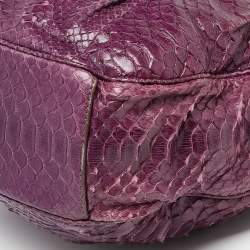 Pre Owned Zagliani Purple Python Leather Chain Hobo