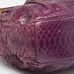 Pre Owned Zagliani Purple Python Leather Chain Hobo