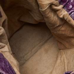 Pre Owned Zagliani Purple Python Leather Chain Hobo