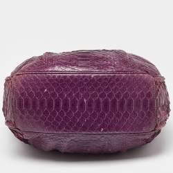 Pre Owned Zagliani Purple Python Leather Chain Hobo