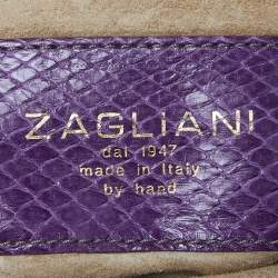 Pre Owned Zagliani Purple Python Leather Chain Hobo