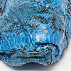 Pre Owned Zagliani Blue Python Puffy Top Handle Bag