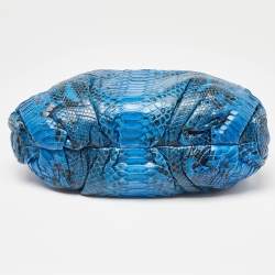 Pre Owned Zagliani Blue Python Puffy Top Handle Bag