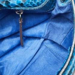 Pre Owned Zagliani Blue Python Puffy Top Handle Bag