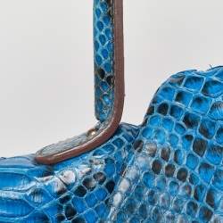 Pre Owned Zagliani Blue Python Puffy Top Handle Bag
