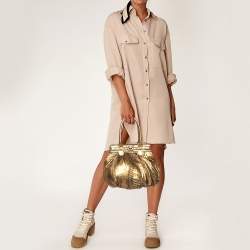 Zagliani Gold Python Puffy Hobo