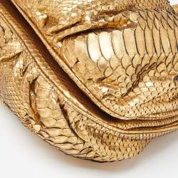 Zagliani Gold Python Puffy Hobo