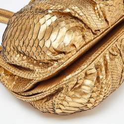 Zagliani Gold Python Puffy Hobo