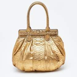 Zagliani Gold Python Puffy Hobo
