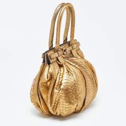 Zagliani Gold Python Puffy Hobo
