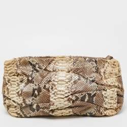 Zagliani Beige/Grey Python Oversized Clutch