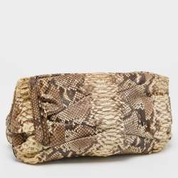 Zagliani Beige/Grey Python Oversized Clutch