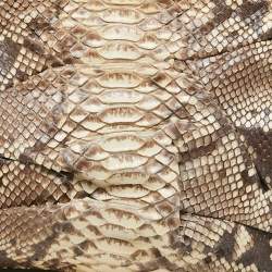 Zagliani Beige/Grey Python Oversized Clutch