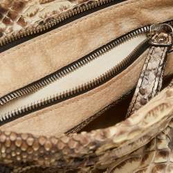 Zagliani Beige/Grey Python Oversized Clutch