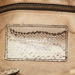 Zagliani Beige/Grey Python Oversized Clutch