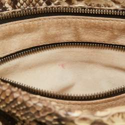 Zagliani Beige/Grey Python Oversized Clutch