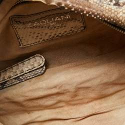 Zagliani Beige/Grey Python Oversized Clutch
